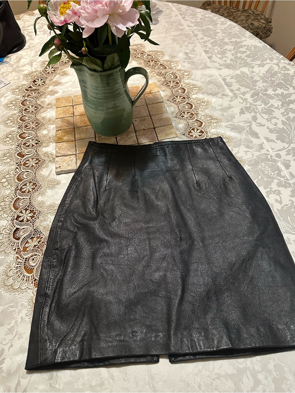 VIA MAX Vintage Classic Black Leather Mini Skirt - Women's 25” waist